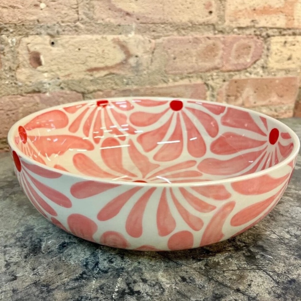 Anthropologie Pink Floral Bowl